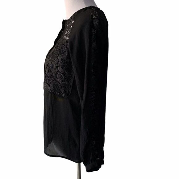Line Dot Women’s Black Lace Button Down size M - Picture 4 of 8